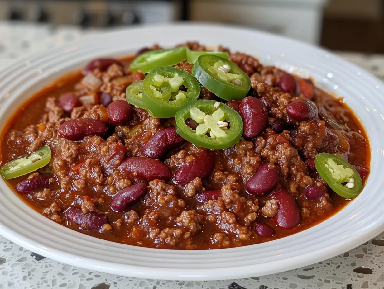A bowl of delicious homemade chili