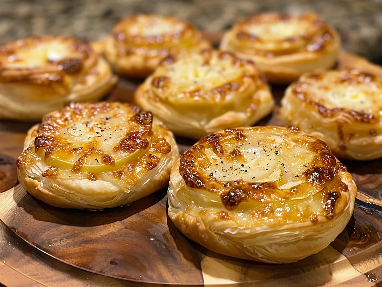 Apple and Brie Puff Pastry Bites on a Festive Platter