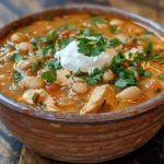 Bowl of steamy White Chicken Chili