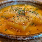 Butternut Squash Gnocchi Soup in Rustic Bowl