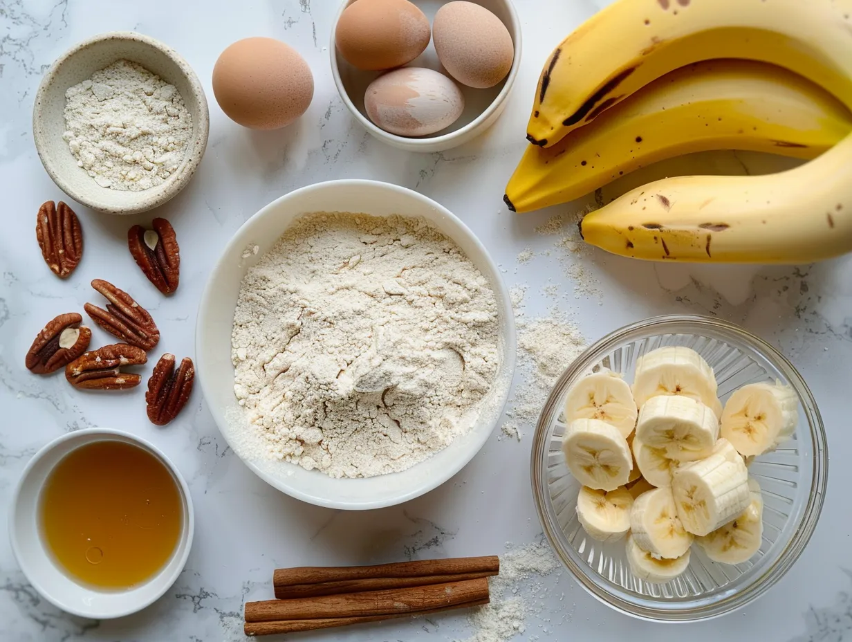 Ingredients for banana bread recipe