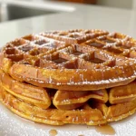 Cozy Stack of Spiced Cider Pumpkin Waffles