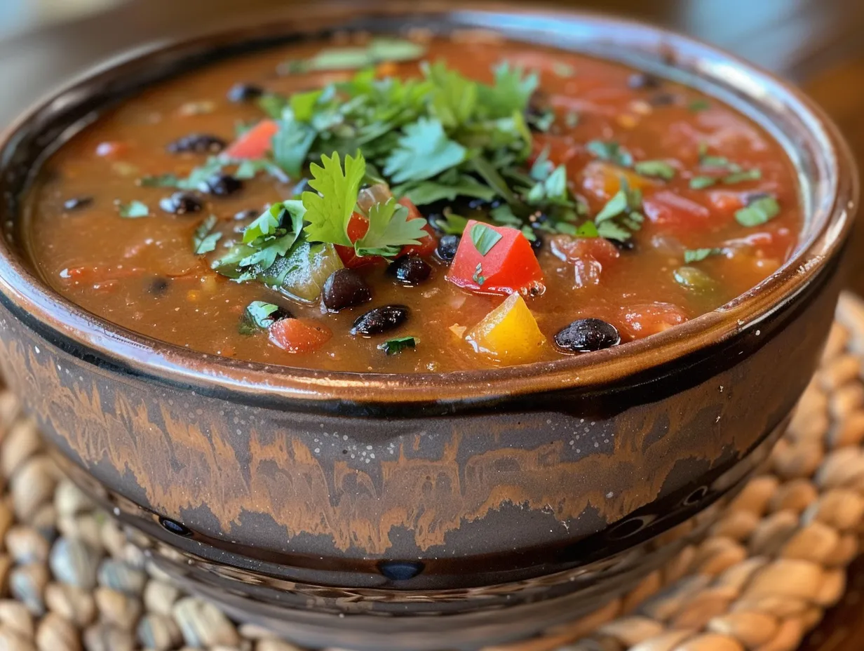 Delicious bowl of Spicy Black Bean Soup