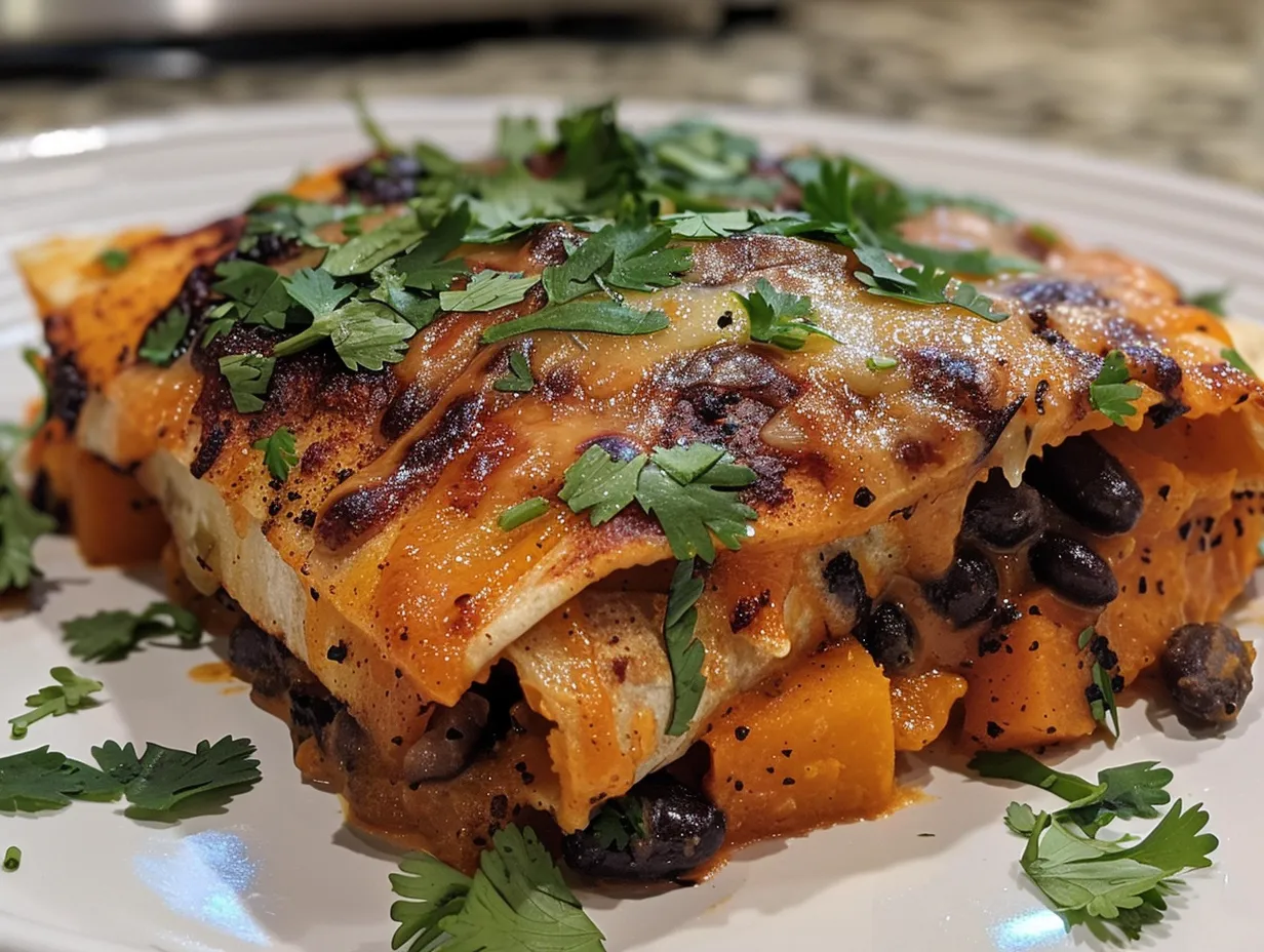 Delicious Butternut Squash and Black Bean Enchilada Skillet