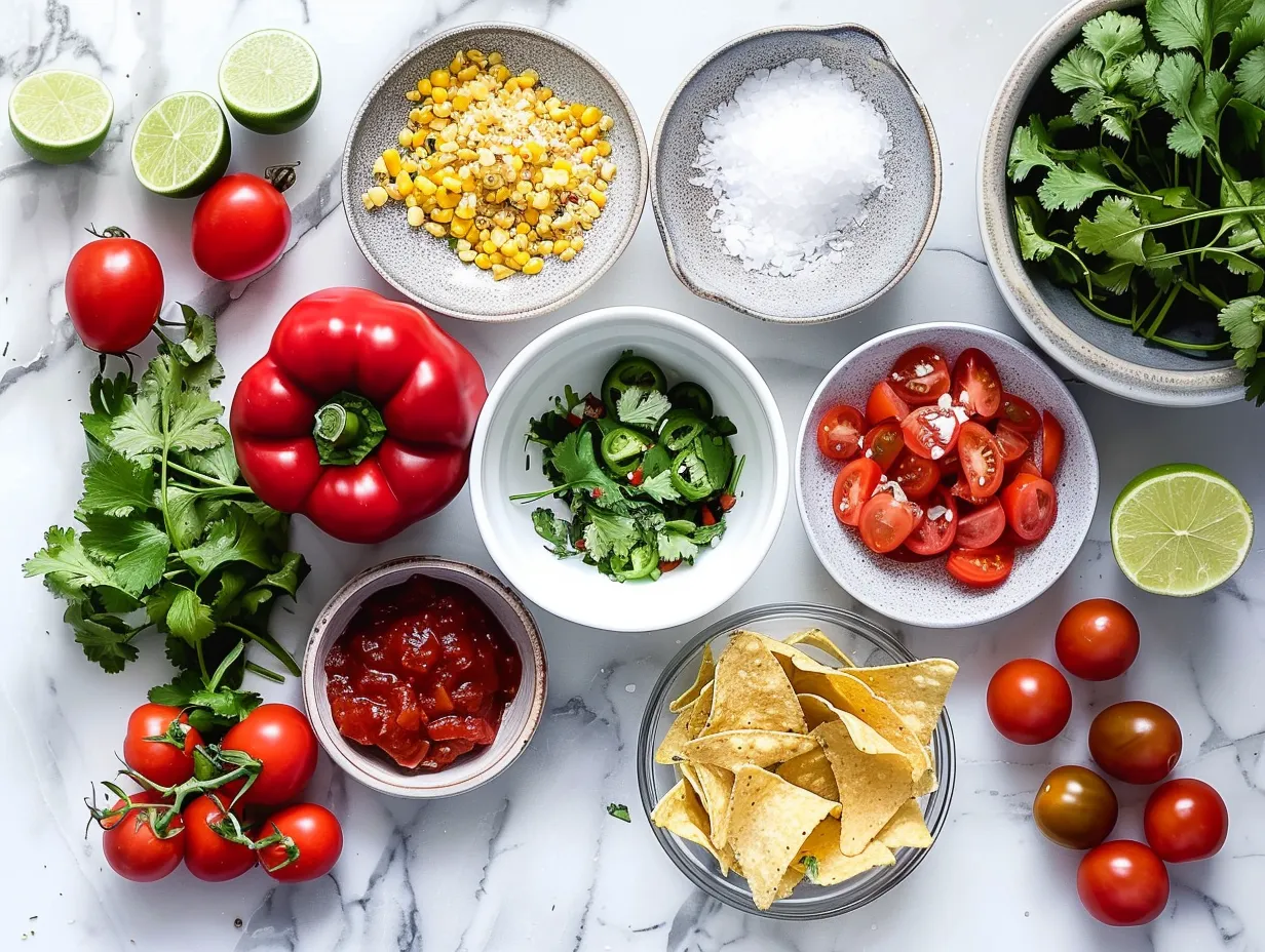 Fresh ingredients ready to be layered for delicious Bundt Pan Nachos