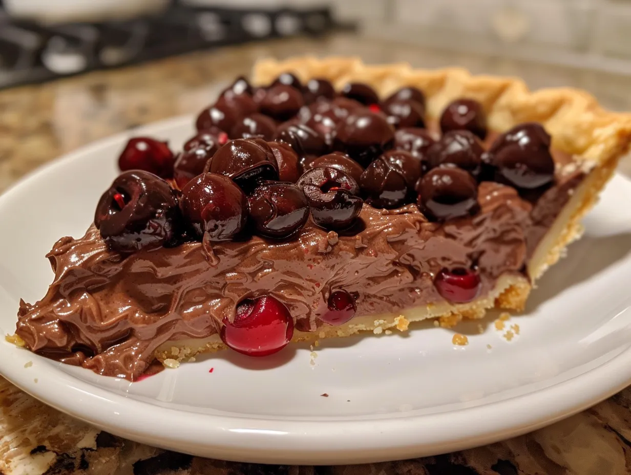 Homemade Chocolate Cherry Cream Pie
