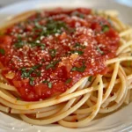 Homemade Marinara Sauce on Pasta