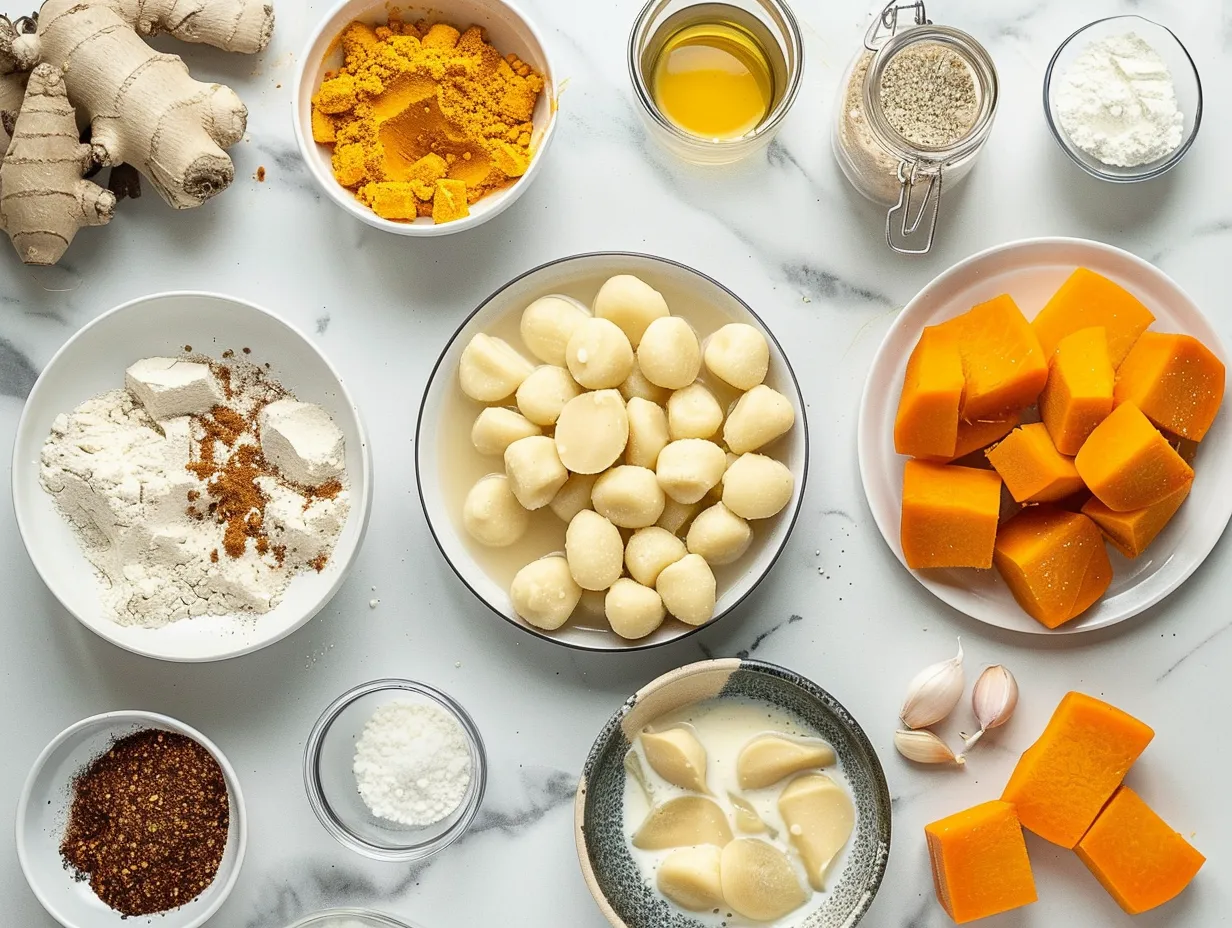 Ingredients needed to make Butternut Squash Gnocchi Soup