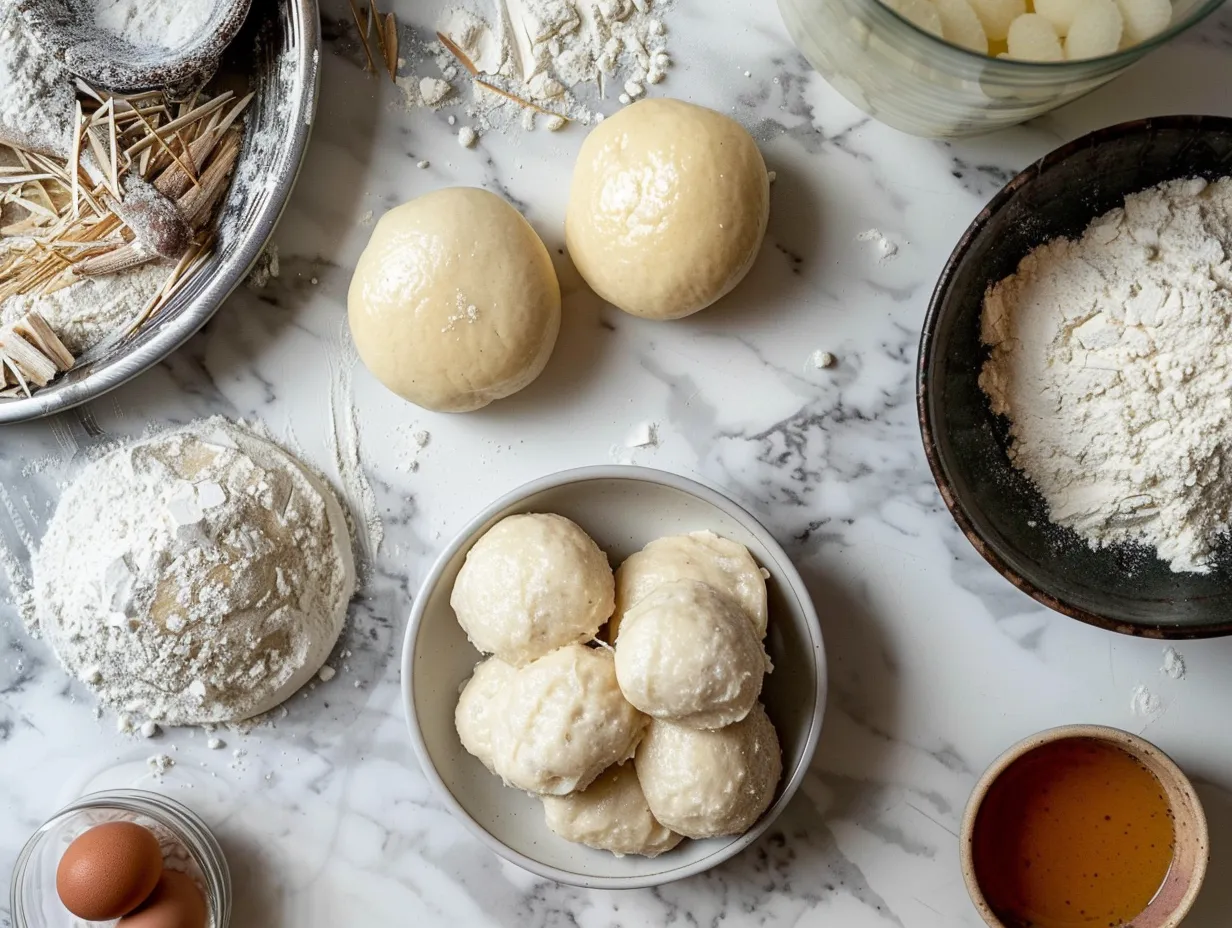 Ingredients for making delicious Vegan Pan-Fried Buns