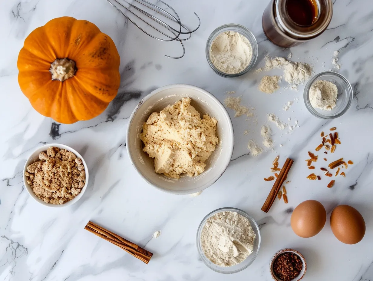 Ingredients for pumpkin cheesecake cookies