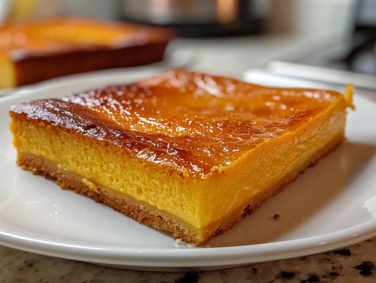Pumpkin Custard Cake Displayed on Table