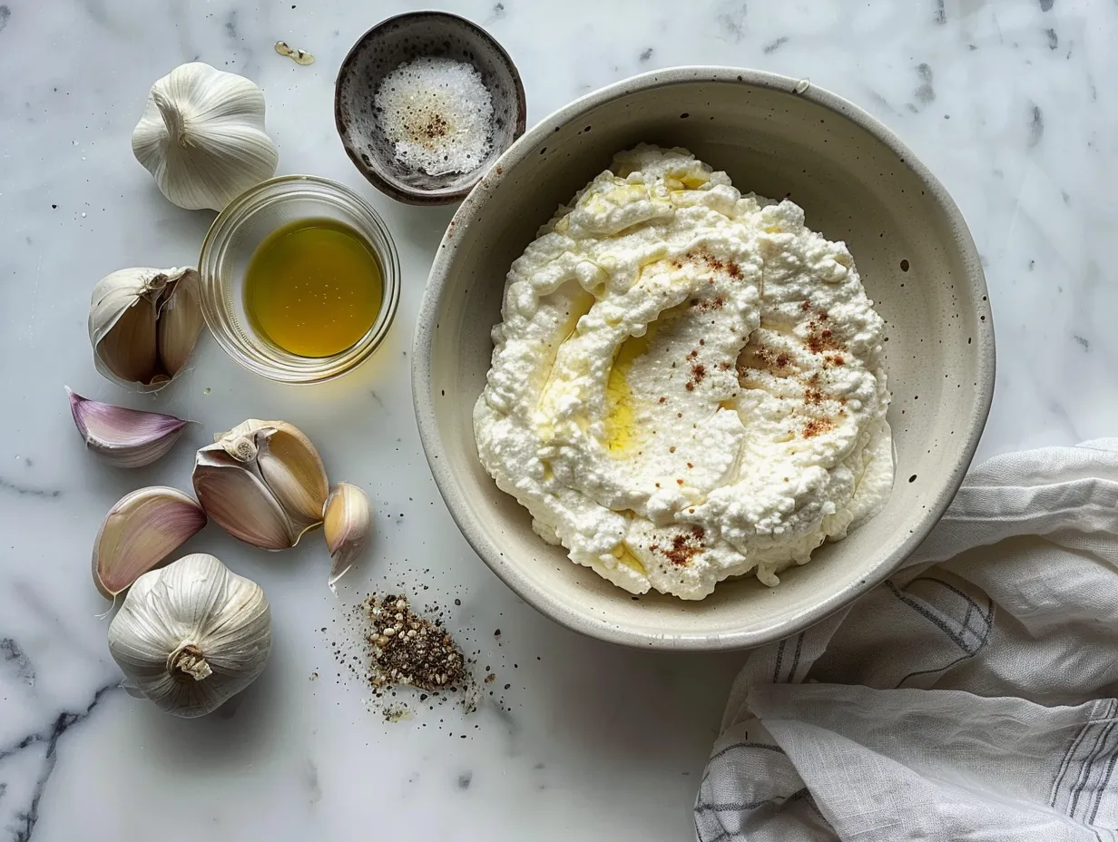 Ingredients for making Ricotta Dip with Hot Honey