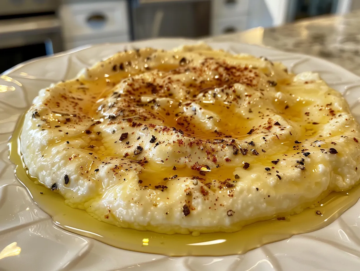Plated Ricotta Dip with Hot Honey
