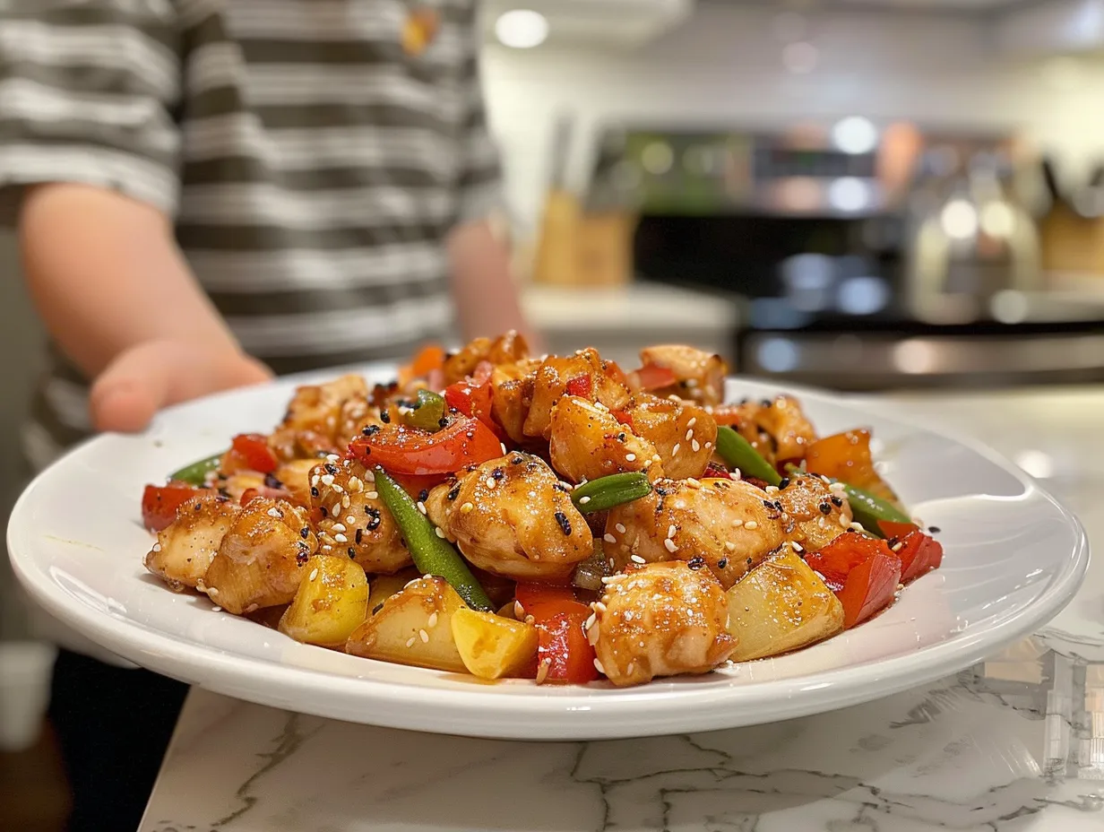 A delicious black pepper chicken stir-fry