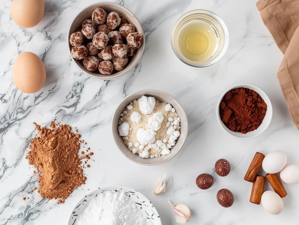 Ingredients for Air Fryer Churro Bites including water, butter, flour, eggs, vanilla, sugar, cinnamon and cooking spray
