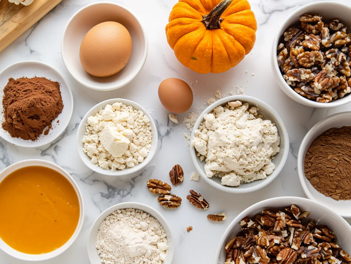All the ingredients needed to make a delicious Pumpkin Dump Cake