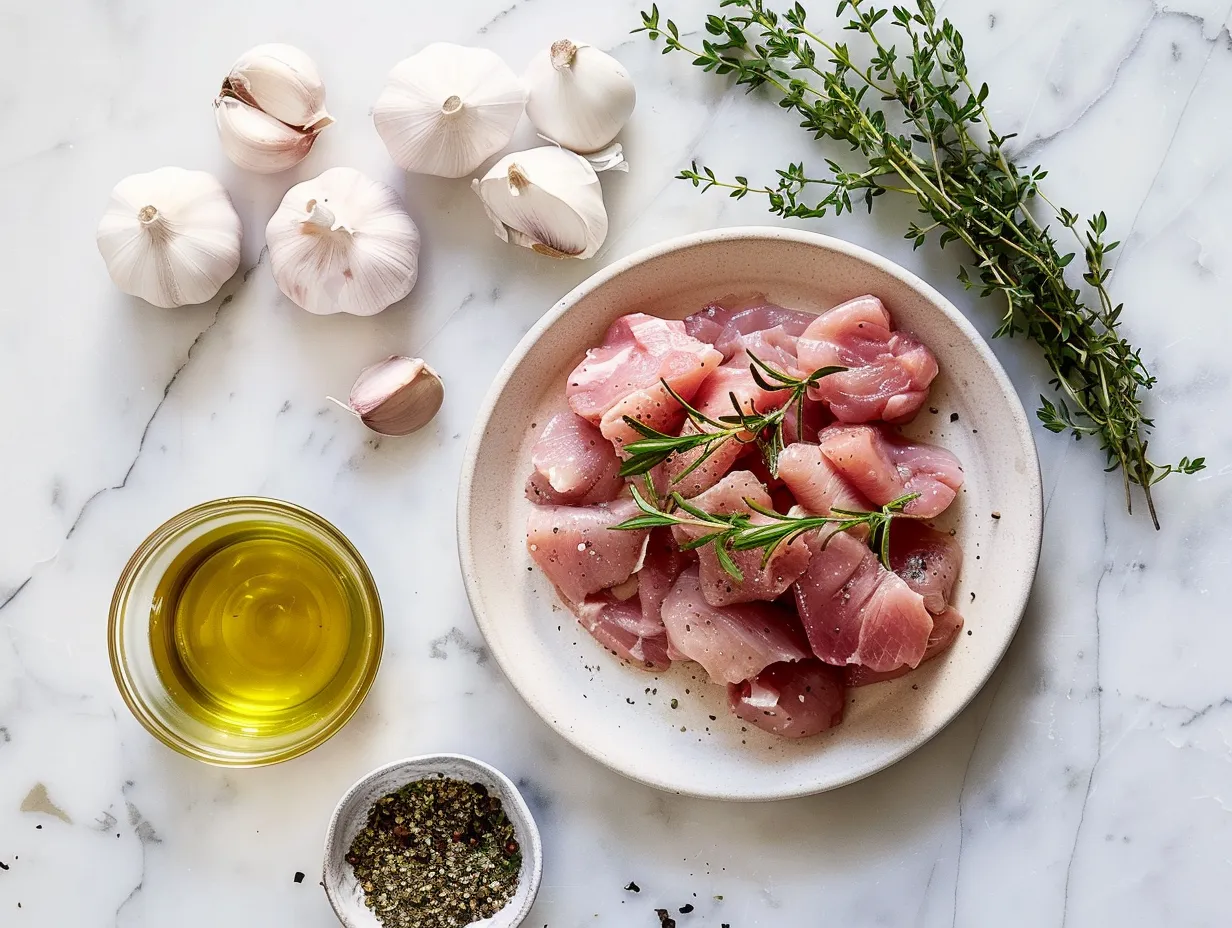 List of Butter Chicken ingredients: chicken, yogurt, spices, and more.