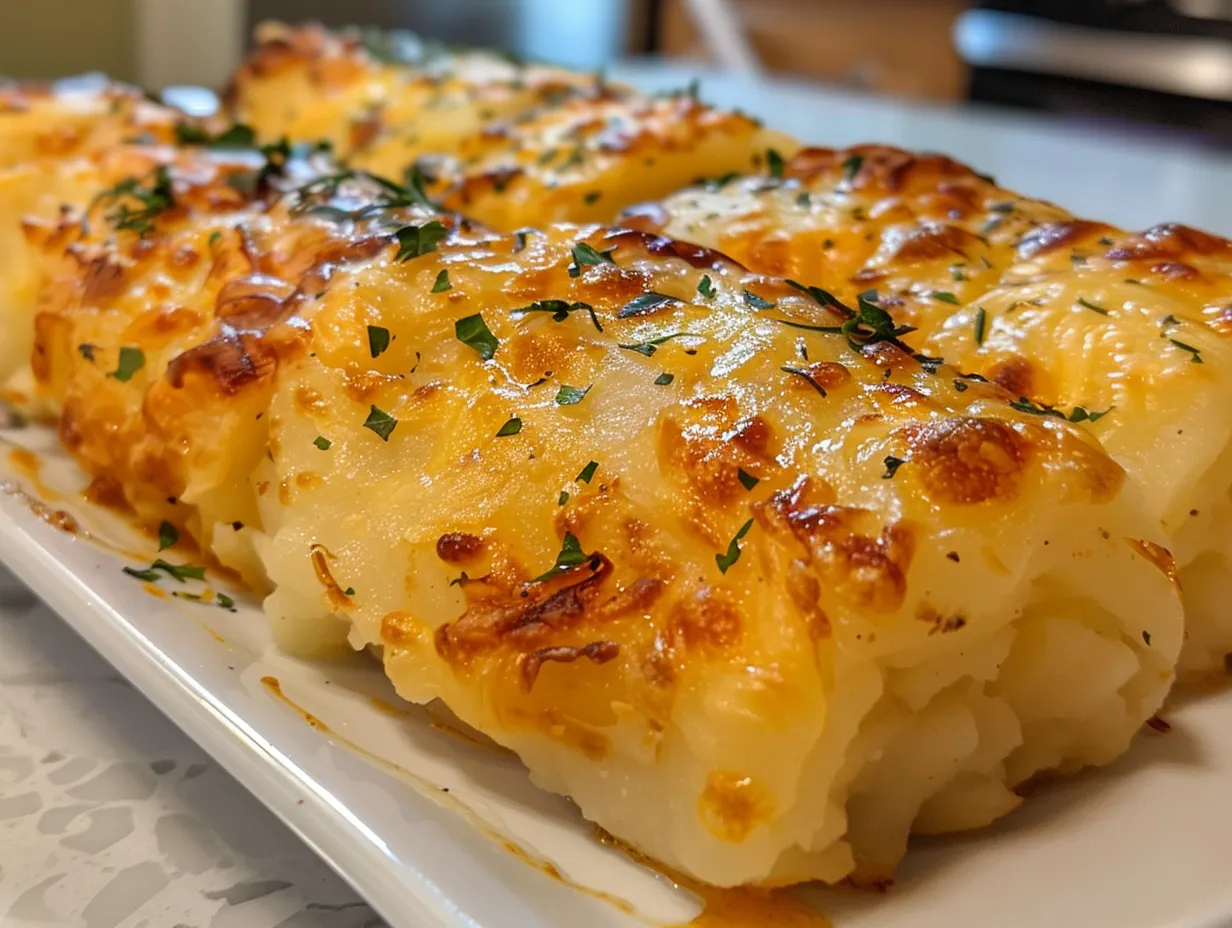 Golden brown cheesy mashed potato roll ups ready to eat