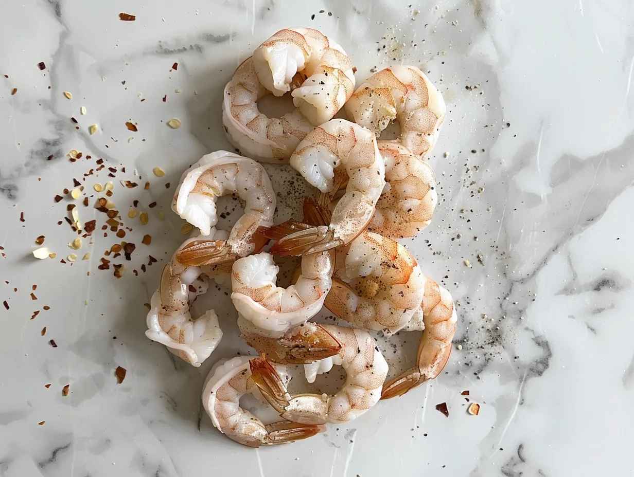 Ingredients for making creamy garlic shrimp