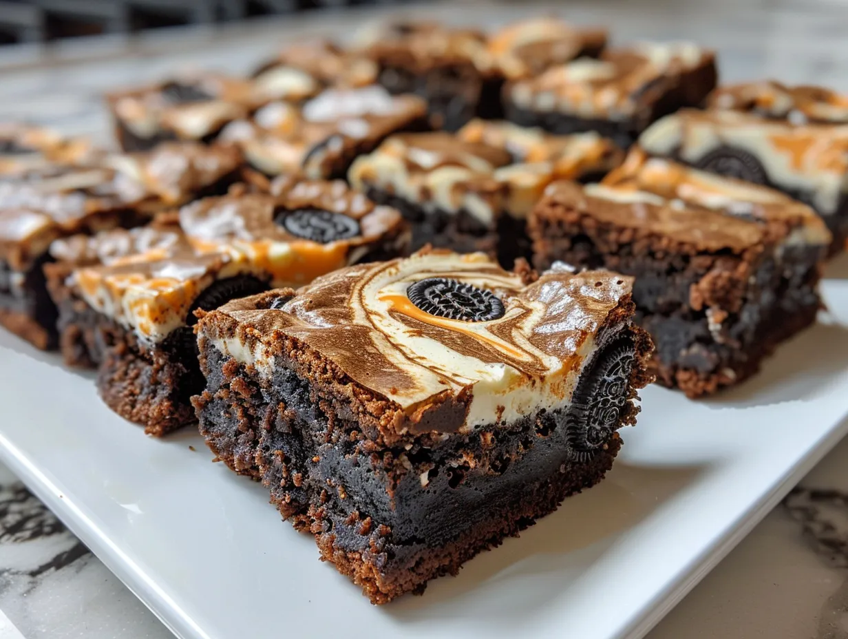 Delicious Halloween Swirl Oreo Cream Cheese Brownies