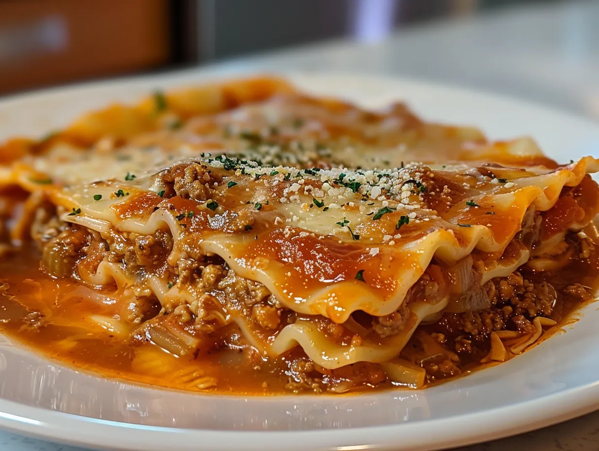 Bowl of delicious homemade lasagna soup