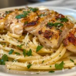 Delicious Parmesan Chicken Pasta on a Rustic Table