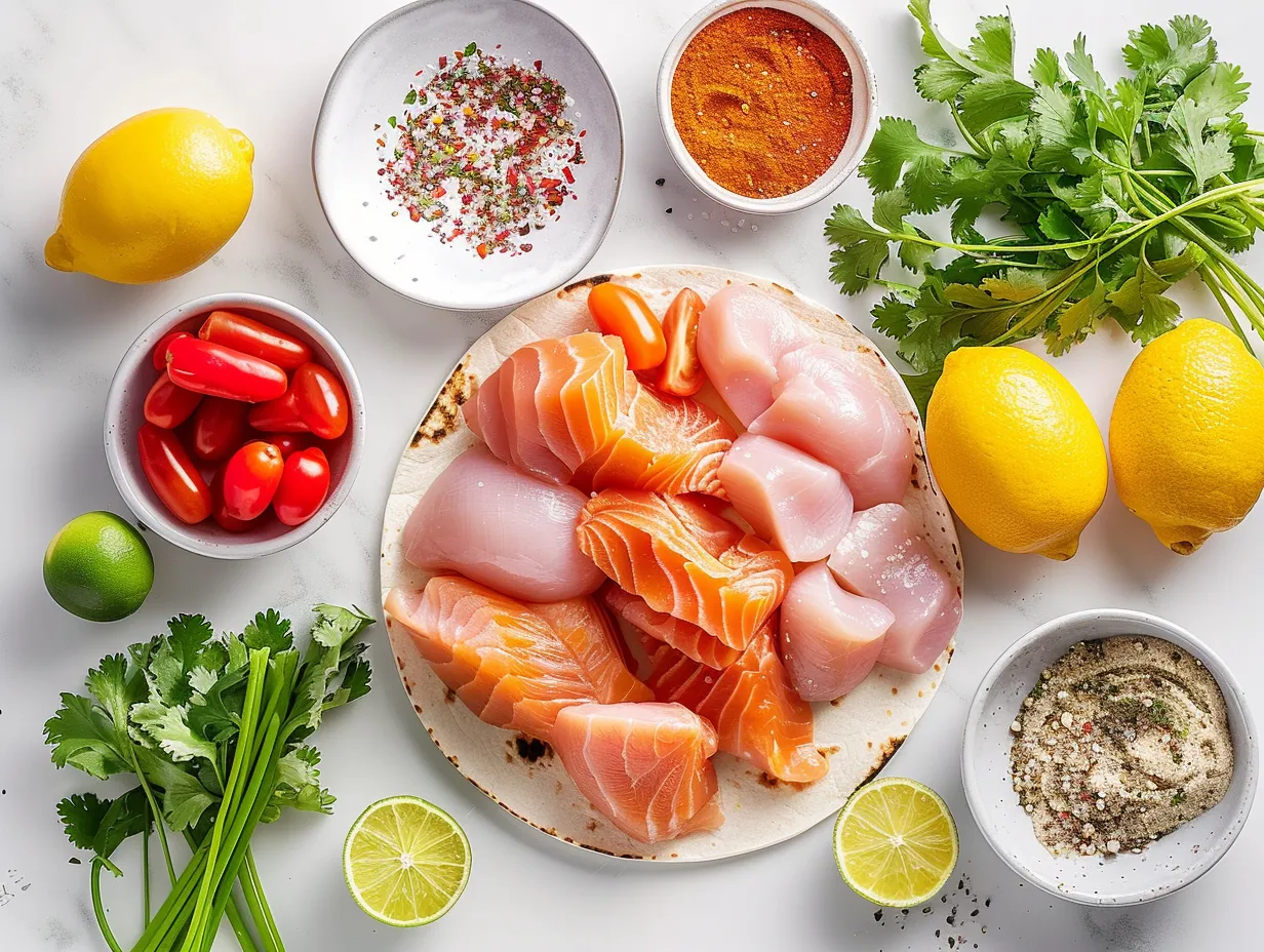 Fresh ingredients for making delicious chicken tacos