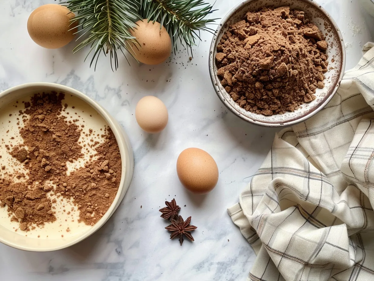 All the ingredients needed to make Gingerbread Tiramisu laid out on a table
