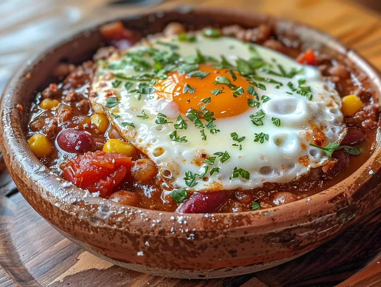 Hearty Breakfast Chili and Eggs