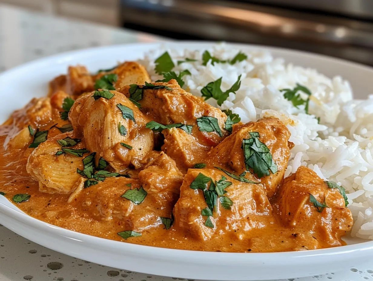Delicious homemade Butter Chicken served in a bowl.