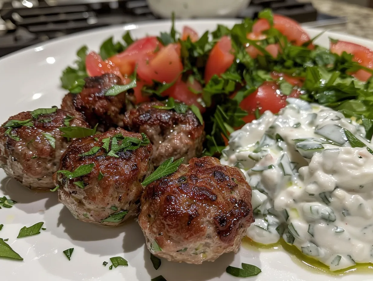 Homemade Greek Turkey Meatballs with Tzatziki Sauce