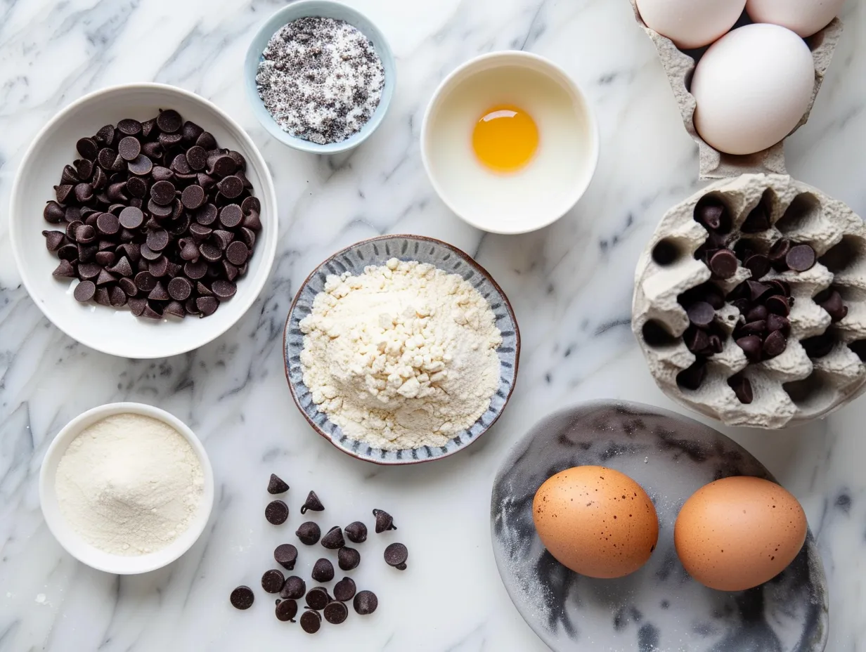 Ingredients needed to prepare chocolate chip pancakes