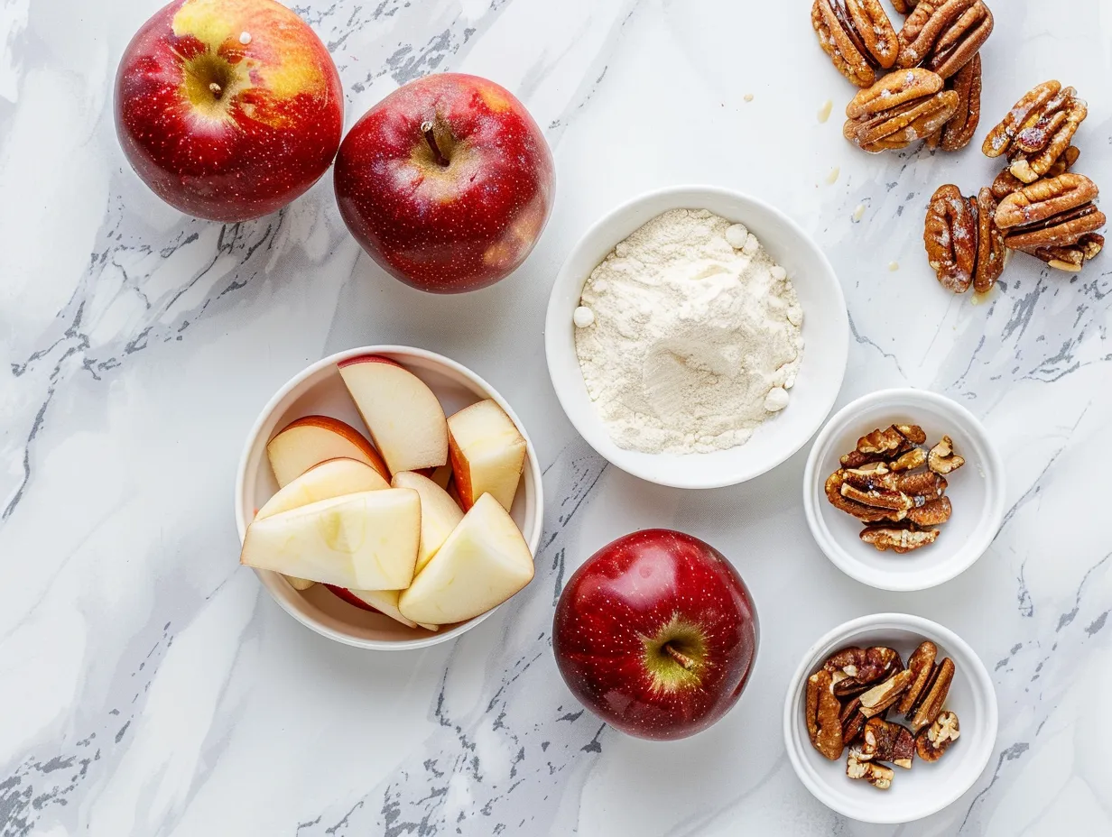 Ingredients for Honeycrisp Apples with Butter Pecan Topping