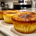 Mini Basque Cheesecakes on a Marble Countertop