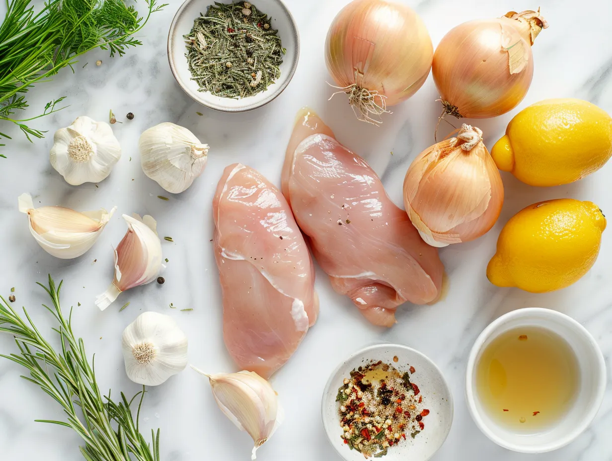 Ingredients for making cheesy stuffed chicken rolls