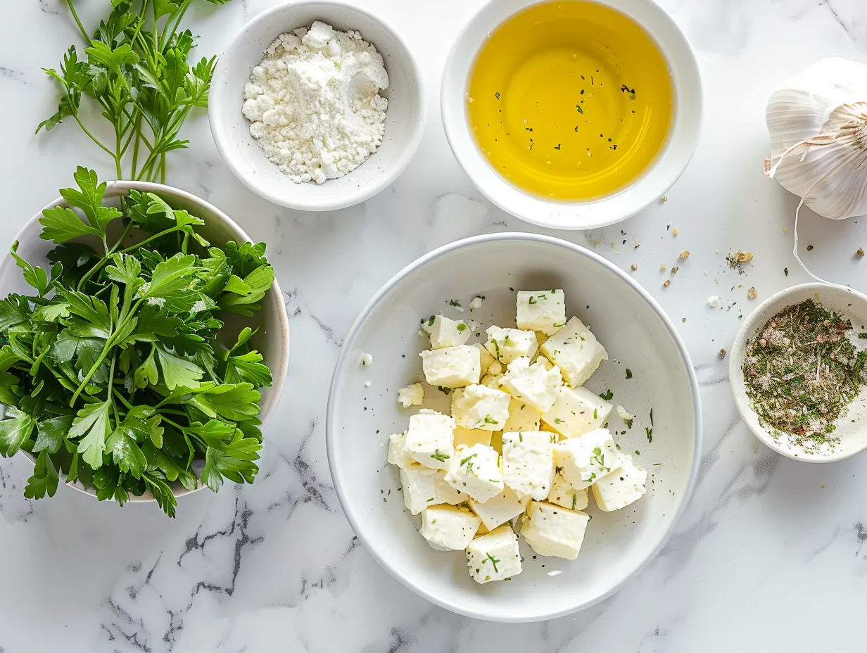 Ingredients for Crispy Feta Chicken with Hot Honey Drizzle