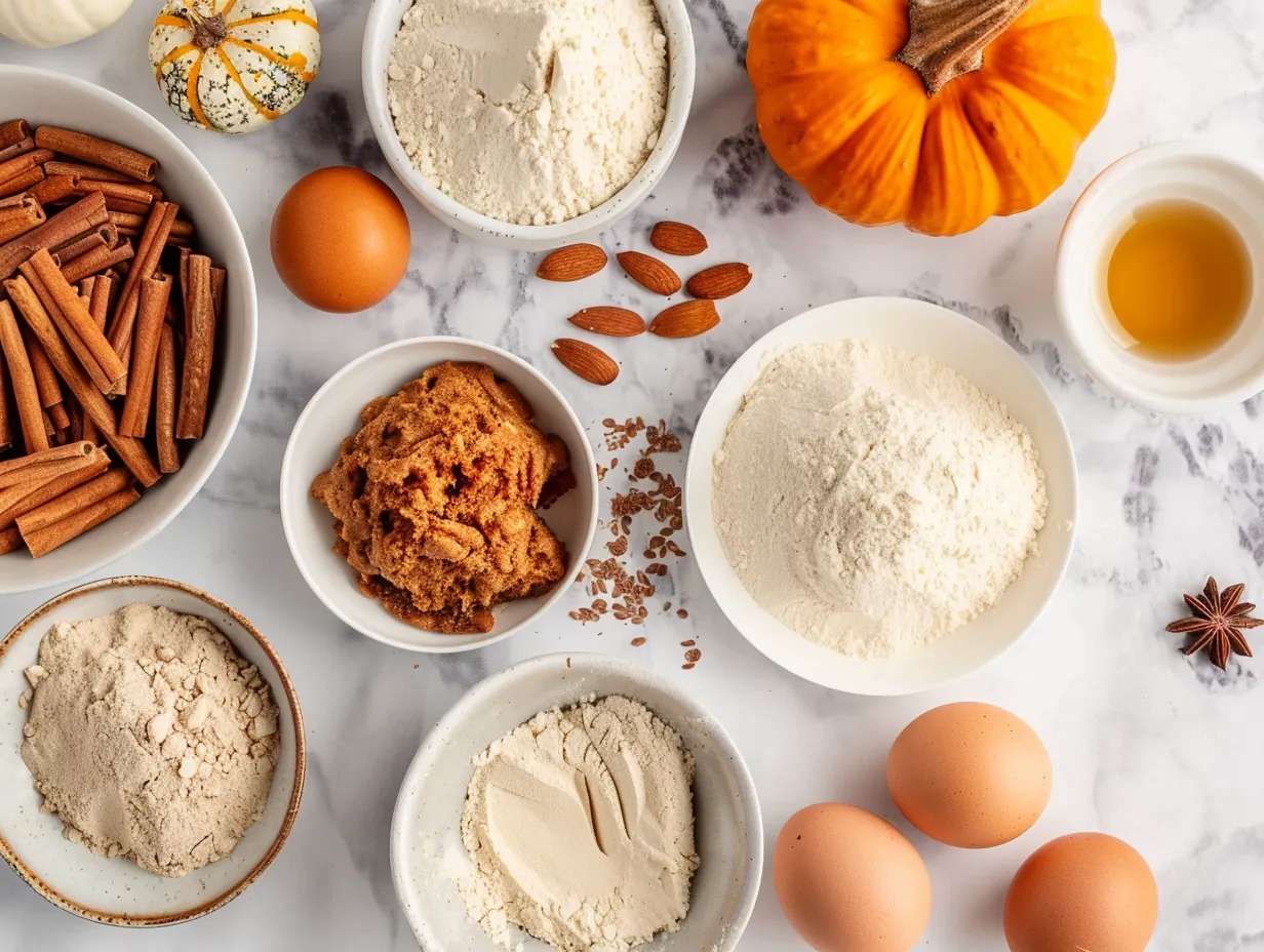 Ingredients for making Pumpkin Spice Donuts