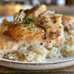 Rustic Plate of Smothered Chicken and Rice