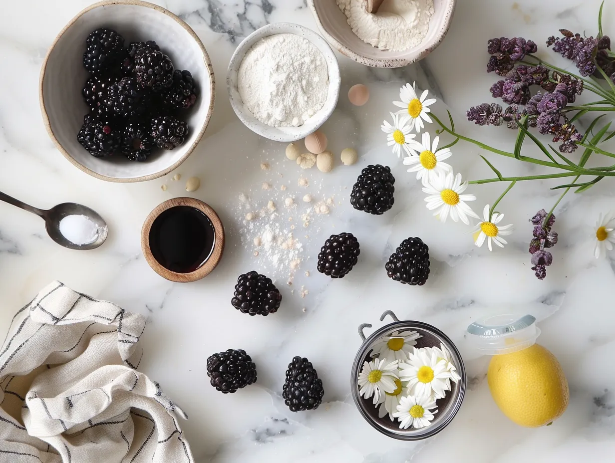 Ingredients for Blackberry Velvet Gothic Cake