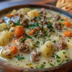 Bowl of Delicious Potato and Sausage Chowder
