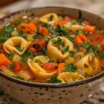Bowl of Tortellini Vegetable Soup