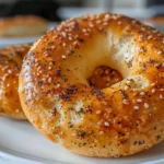 Close-up of a Chewy Protein Bagel