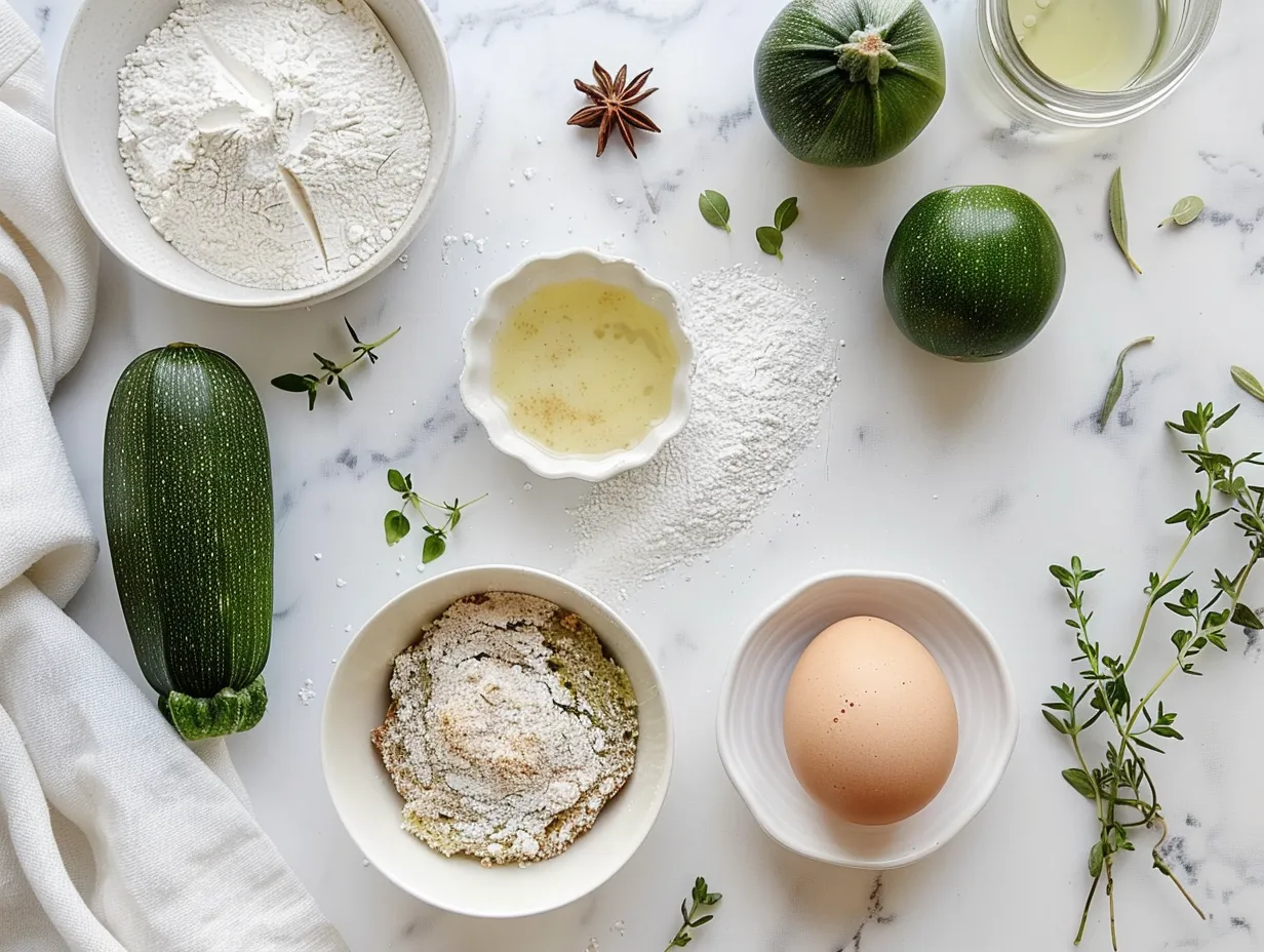 Close-up of cinnamon roll zucchini bread ingredients