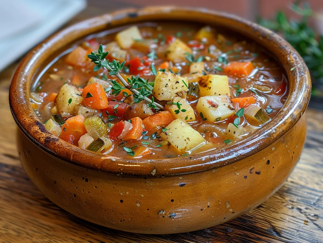 Cozy bowl of homemade roasted vegetable soup