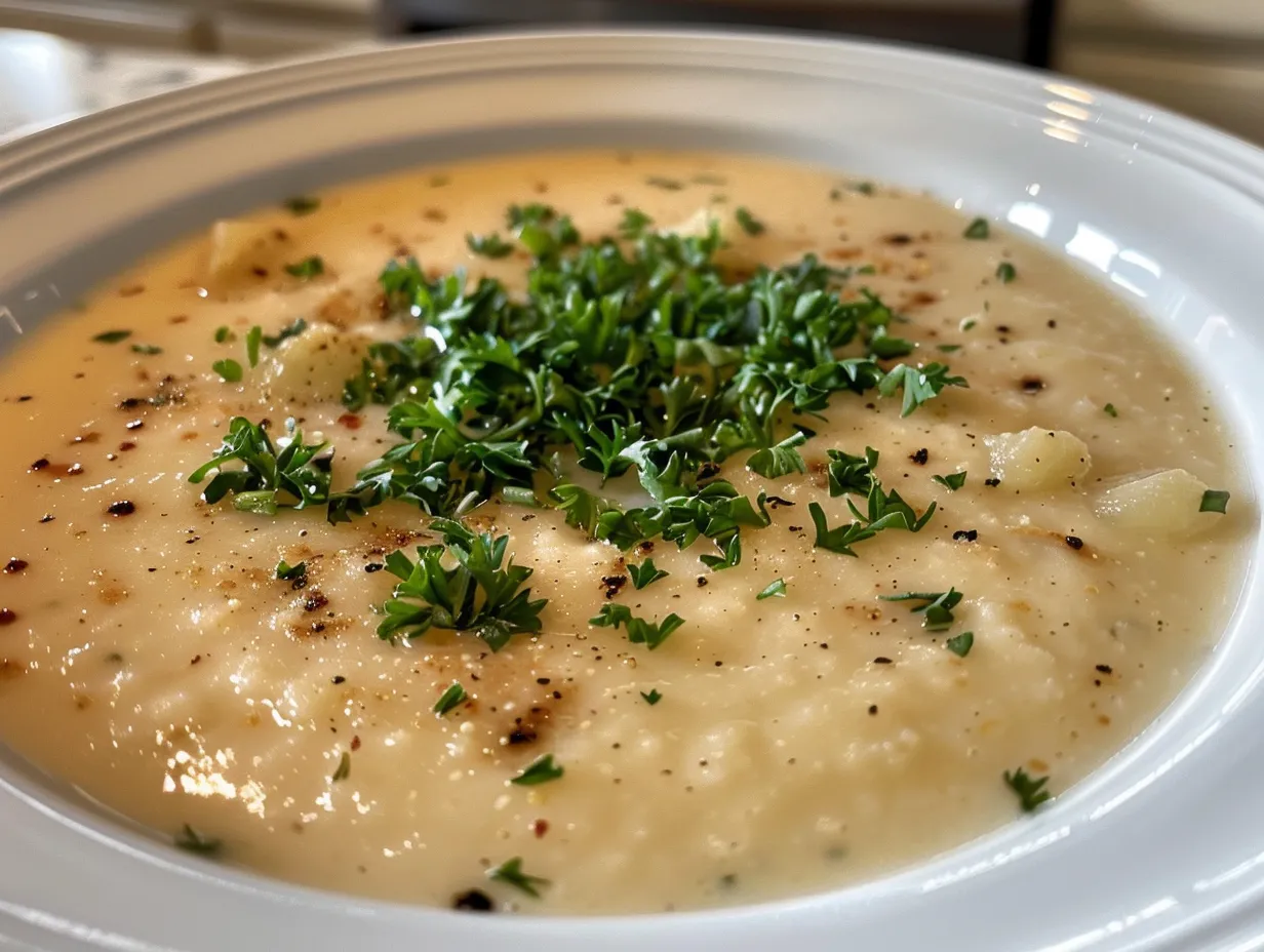 A bowl of creamy Copycat Paneras Potato Soup