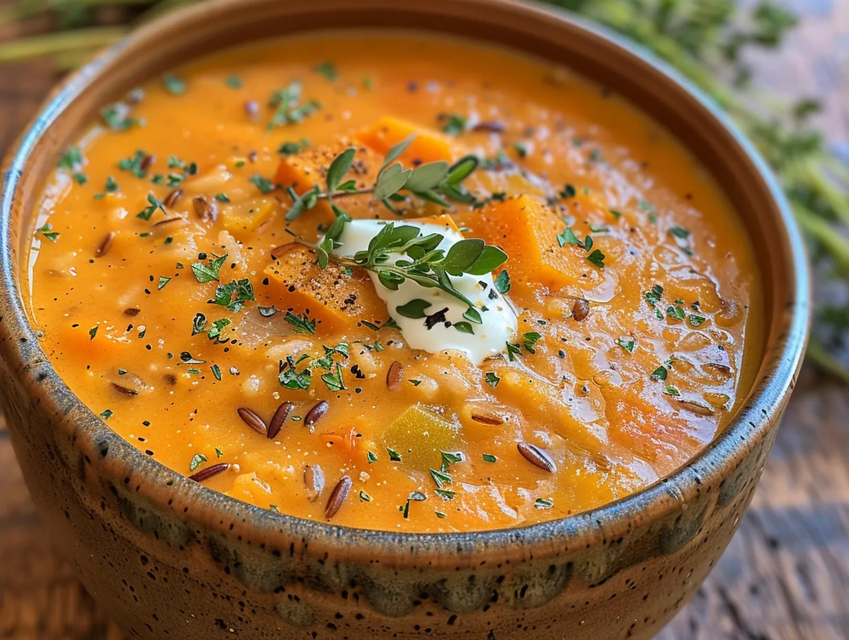 Delicious Bowl of Pumpkin Wild Rice Soup