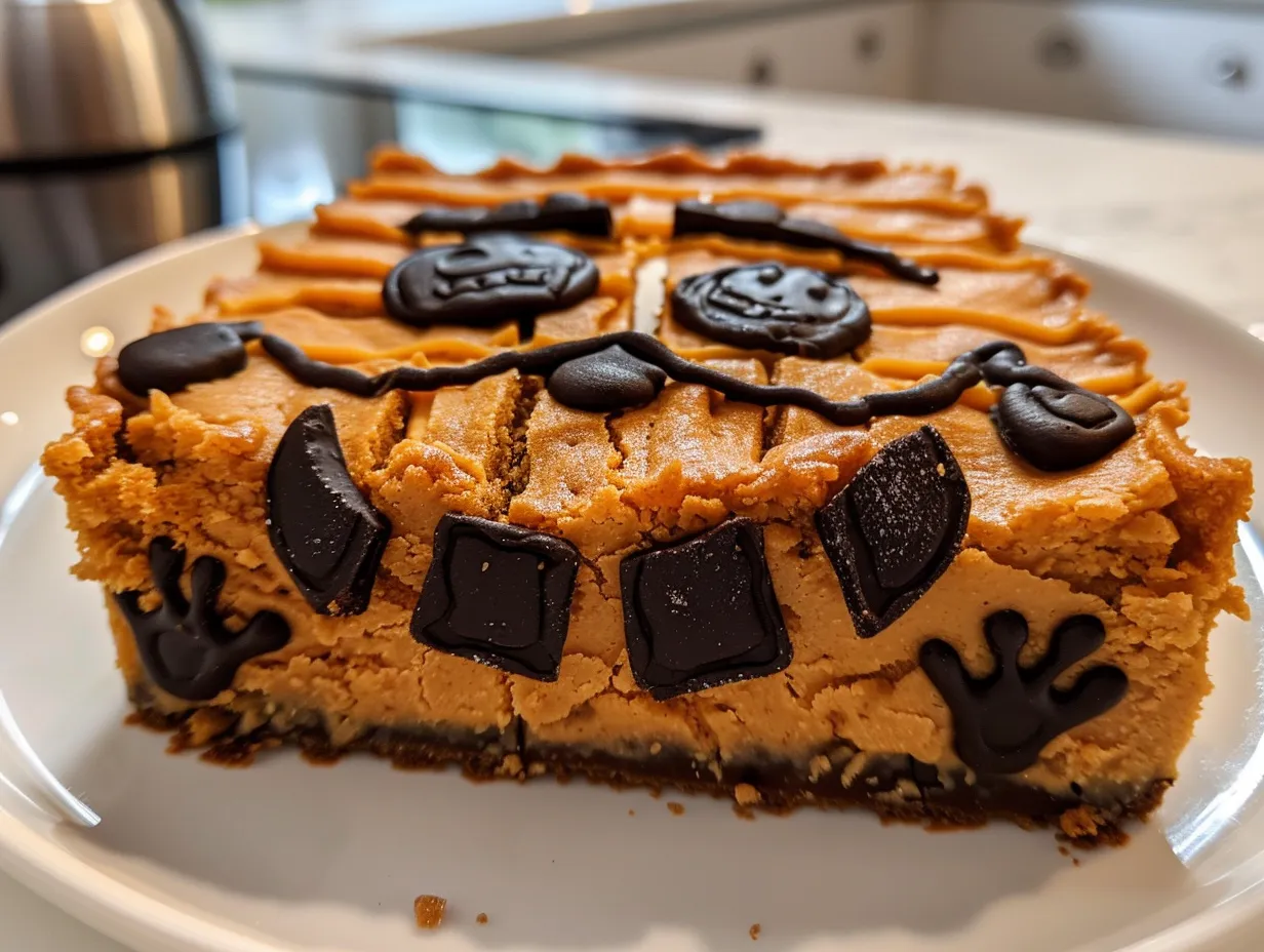 Delicious Halloween Cookie Cake on display