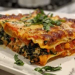 Delicious vegetarian pumpkin spinach lasagna