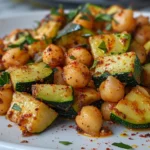 Delicious zucchini chickpea skillet