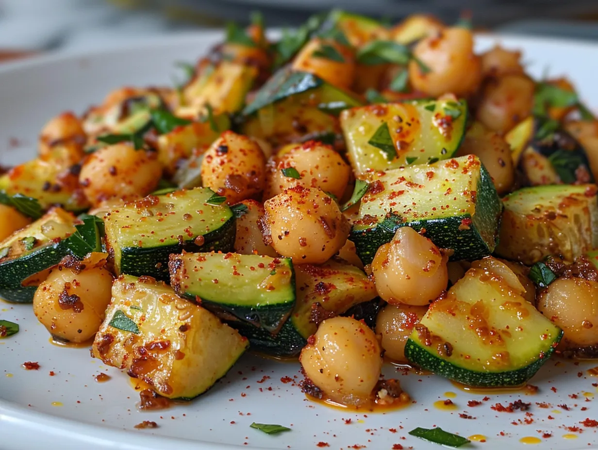 Delicious zucchini chickpea skillet